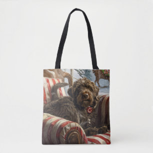 Tote Bag Griffon à poil dur de chasse Noël Fête
