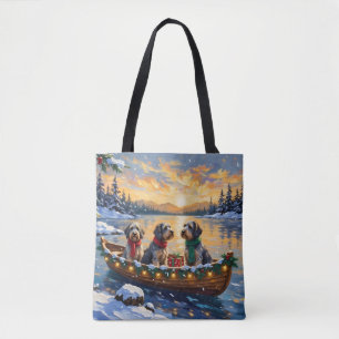 Tote Bag Griffon d'arrêt à poil dur Noël Bateau Fêtes