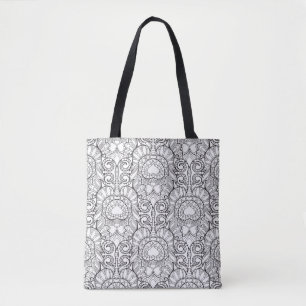 Tote Bag Griffonnage 2 de motif de plume de paon