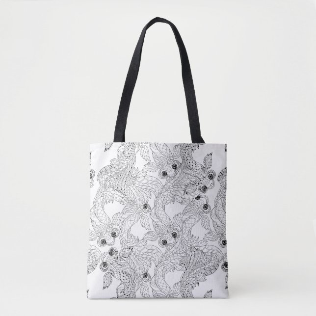Tote Bag Griffonnage 2 de poissons de la Chine (Devant)