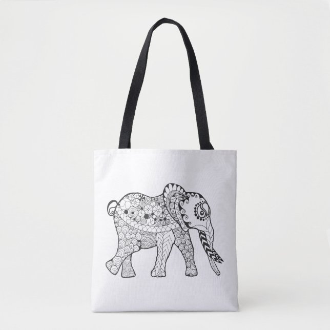 Tote Bag Griffonnage 2 d'éléphant (Devant)