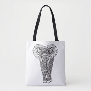 Tote Bag Griffonnage 2 d'éléphant modelé par imaginaire