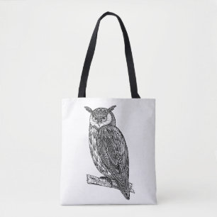 Tote Bag Griffonnage animal 2 de hibou de totem sauvage
