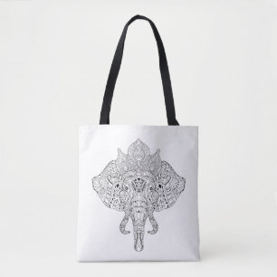 Tote Bag Griffonnage inspiré par tête 2 d'éléphant