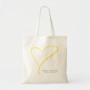 Tote Bag Griffonnage jaune de coeur