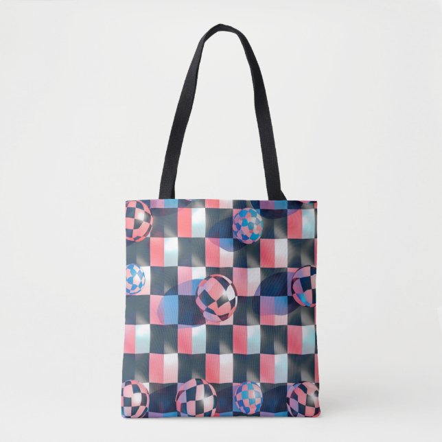 Tote Bag Grille de tableau de bord 3D avec Motif de sphères (Devant)