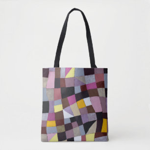 Tote Bag Grille Irrégulière : Peinture Abstraite Violet-Jau