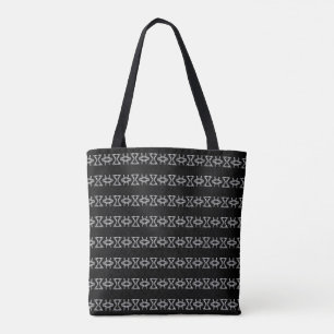 Tote Bag Gris argenté scintillant et motif diamant noir