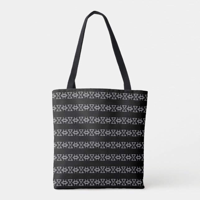 Tote Bag Gris argenté scintillant et motif diamant noir (Dos)