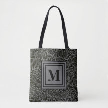 Gris monogrammé et noir William Morris Foliage
