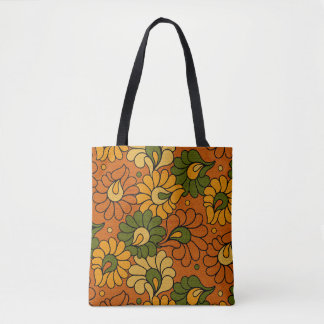 Tote Bag Groovy Bloom - Retro Floral 1970s