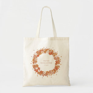 Tote Bag Groovy Boho Orange Floral Mariage Personnalisé 