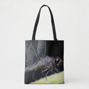 Tote Bag Gros plan d'une libellule, aux yeux foncés, perché