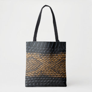 Tote Bag Gros plan texture de peau de serpent noir