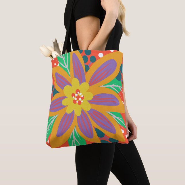 Tote Bag Grosse fleur orange (De près)