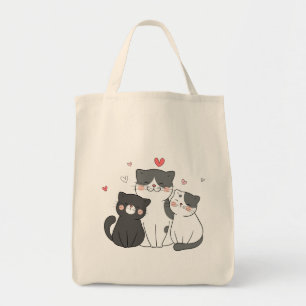 Tote Bag groupe de chats mignons Conception amoureux des
