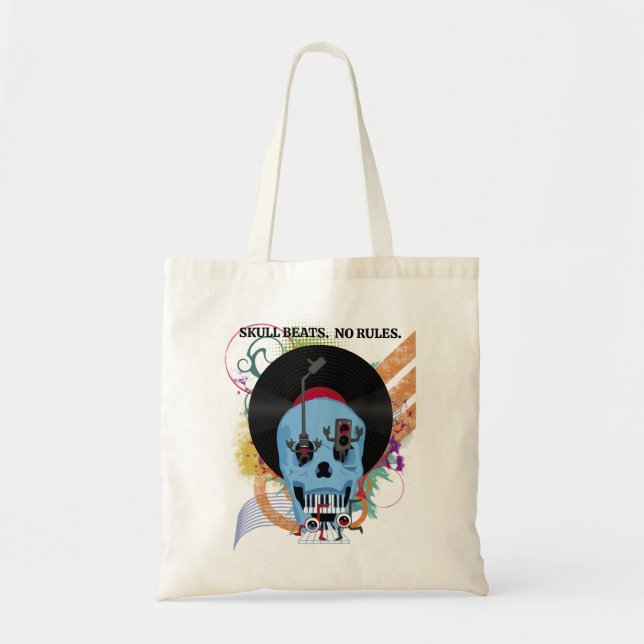 Tote Bag Grunge de musique crâne (Devant)
