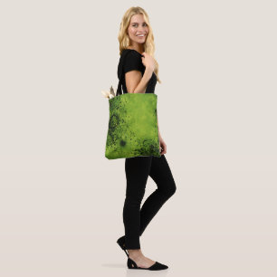Tote Bag Grunge vert citron avec accents noirs