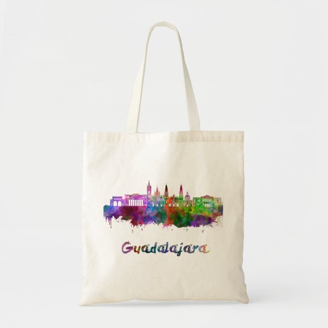 Tote Bag Guadalajara skyline in watercolor (Devant)