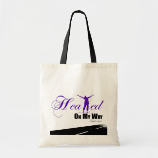 Tote Bag Guéri sur mon chemin (pourpre, blanc, noir)