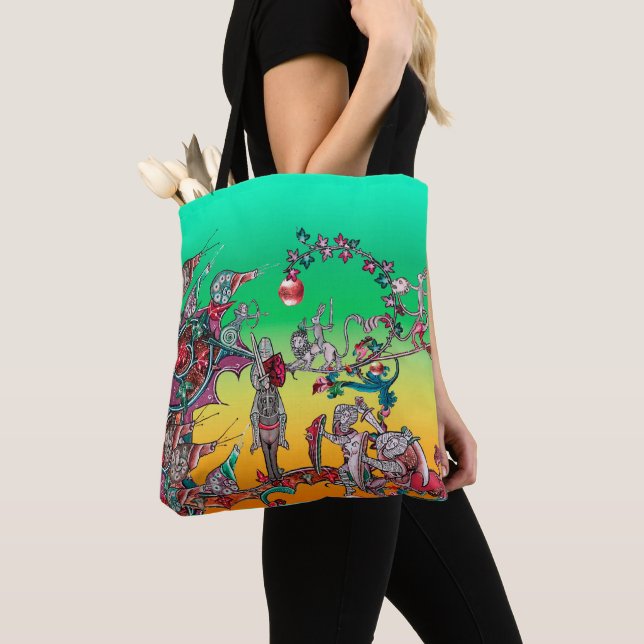 TOTE BAG GUERRE BESTIAIRE MÉDIÉVALE, CHEVALIERS, ESPACES GÉ (De près)