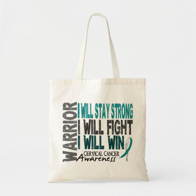 Tote Bag Guerrier de cancer du col de l'utérus (Devant)