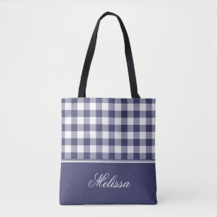 Tote Bag Guingan   de bleu marine personnalisé
