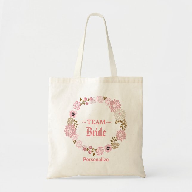 Tote Bag Guirlande florale rose-foncé de mariage (Devant)