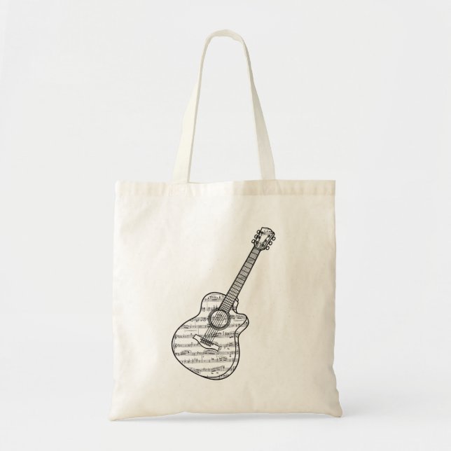 Tote Bag Guitar and Music Notes (Devant)
