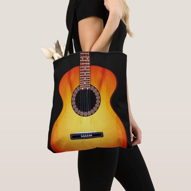 Tote Bag Guitare acoustique noire (De près)