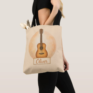 Tote Bag Guitare Acoustique Nom Personnalisé Pour Amoureux