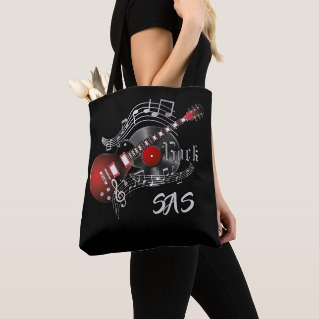Tote Bag Guitare Monogram Rock - Rouge (De près)