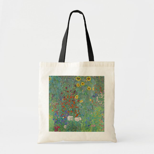 Tote Bag Gustav Klimt - Jardin de campagne avec tournesols (Devant)