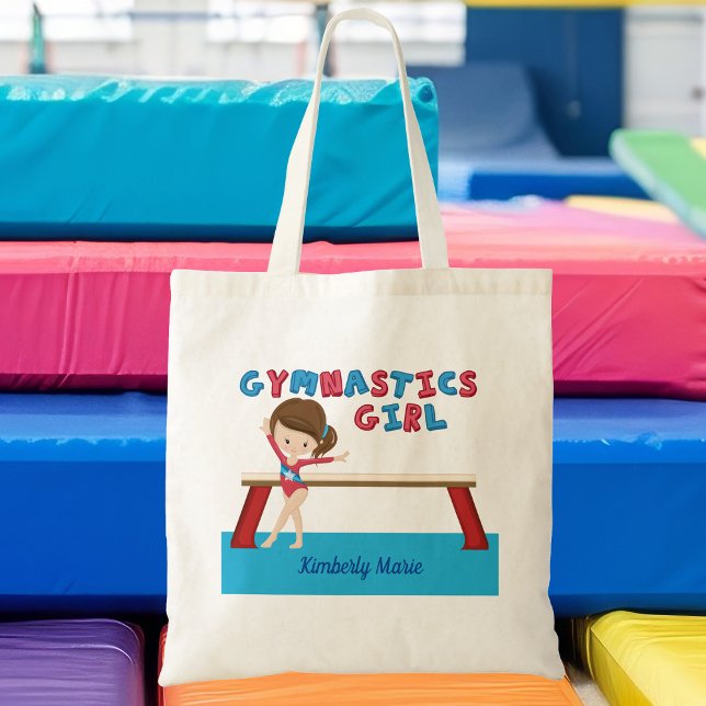 Tote Bag Gymnastique Girl Cute Blue Monogramme Gymnaste (Créateur téléchargé)