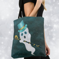 Habille Ghost Top Hat Gold Skull Cane Blue Sky