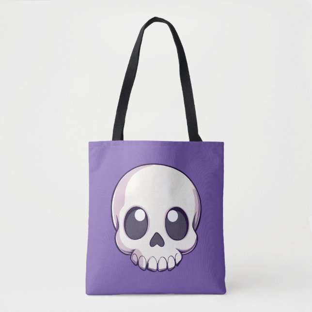 Tote Bag Halloween au crâne de caricature mignon (Devant)