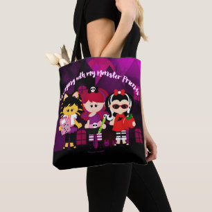 Tote Bag Halloween avec mes amis monstre