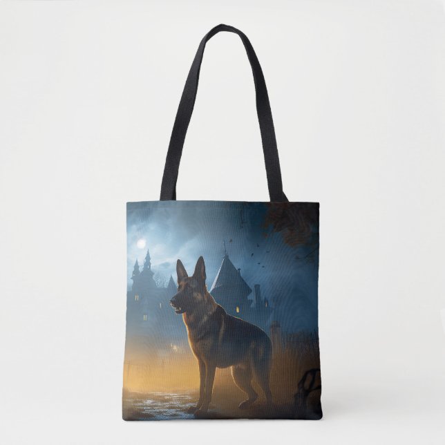 Tote Bag Halloween berger allemand effroi (Devant)