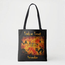 Tote Bag Halloween Chat noir Trick ou Treat Candy réutilisa