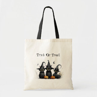 Tote Bag Halloween Chatons de cuisine noire sorcière de cha