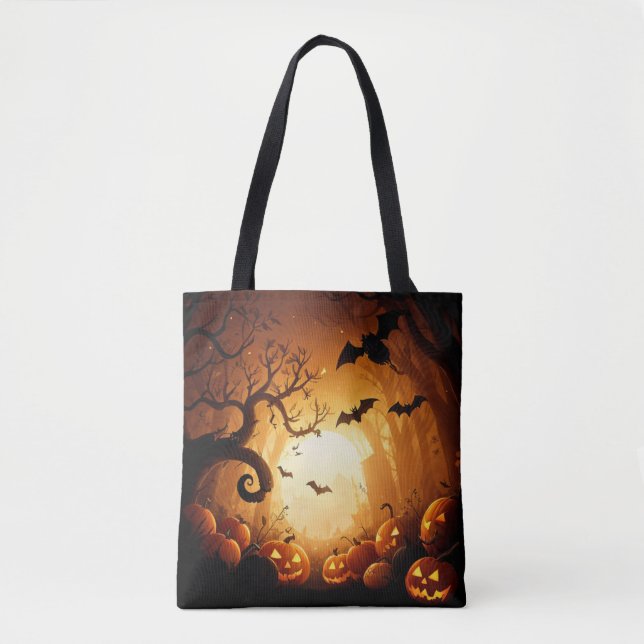 Tote Bag Halloween/chauve-souris/Citrouille/automne (Devant)