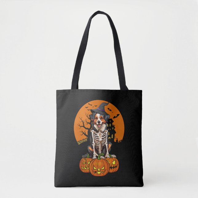 Tote Bag Halloween, chien berger australien (Devant)