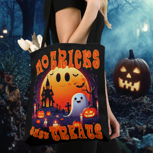 Tote Bag Halloween cimetière avec joli sourire joyeux Fantô