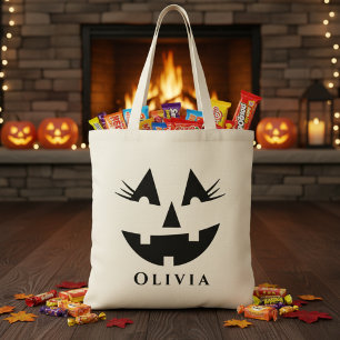 Tote Bag Halloween Citrouille de fille personnalisée
