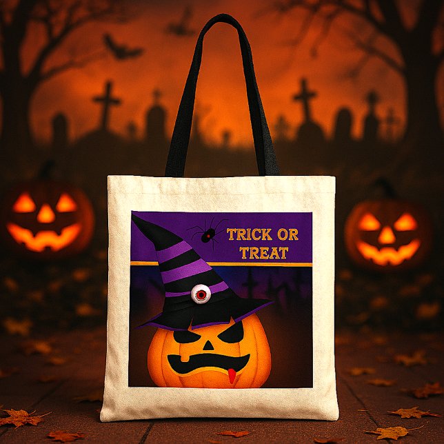 Tote Bag Halloween Citrouille Enfants Trou ou traitement (Créateur téléchargé)