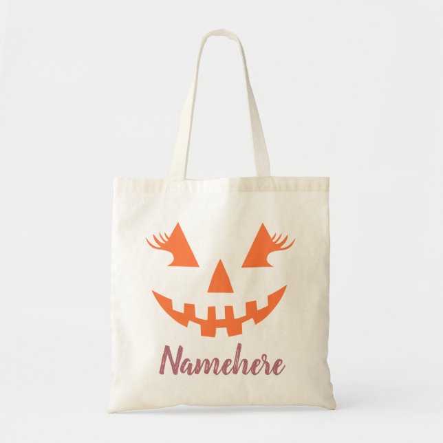 Tote Bag Halloween Citrouille Jack-o'-lantern fille personn (Devant)