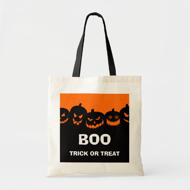 Tote Bag Halloween Citrouille Trick ou Treat Bag (Devant)