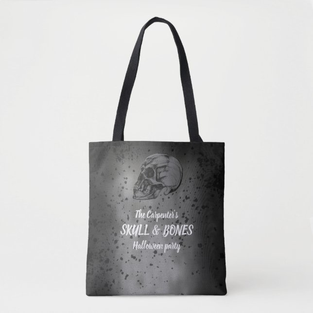 Tote Bag Halloween crâne et os (Devant)