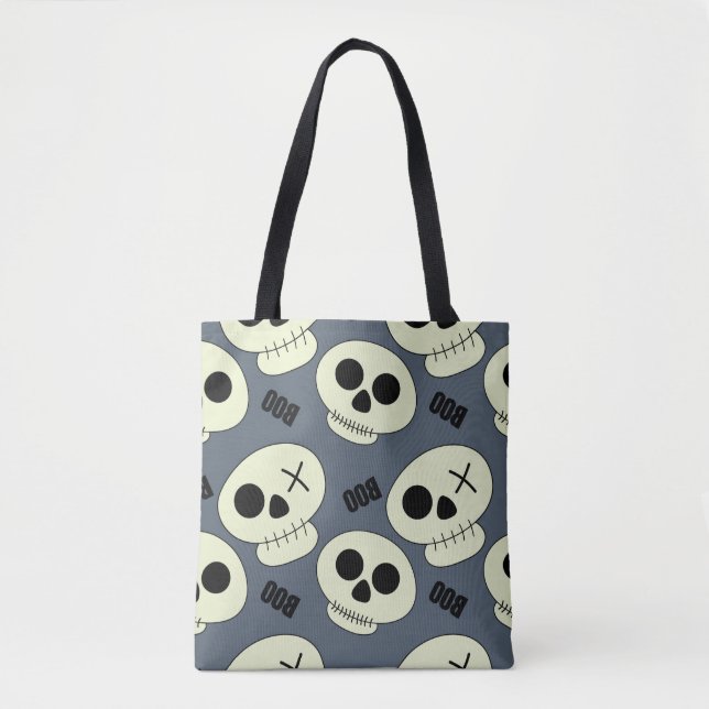 Tote Bag Halloween crâne mignon avec boo enfant sans soudur (Devant)