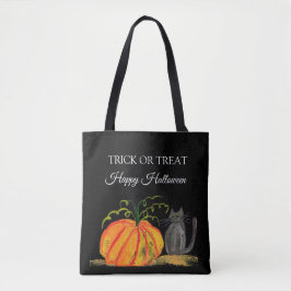 Tote Bag Halloween Cute Citrouille chat noir moderne